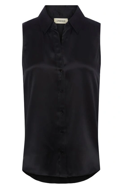 Shop L Agence Emmy Sleeveless Silk Blouse In Black