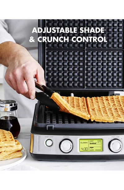 Shop Greenpan Elite Ceramic Nonstick 4-square Waffle Maker In Black