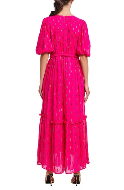 Shop Ciebon Eryn Metallic Fleck Maxi Dress In Bright Pink