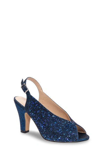 Shop Paradox London Pink Glory Slingback Peep Toe Pump In Navy