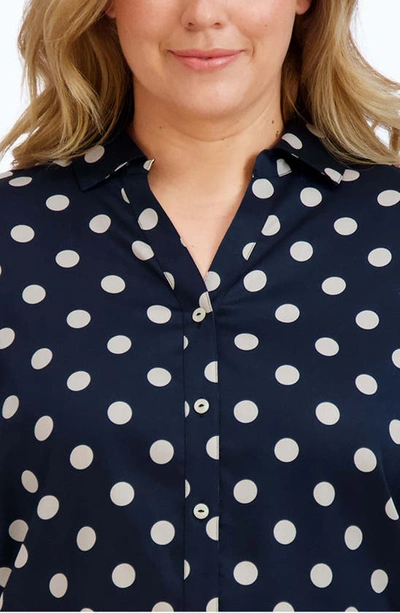 Shop Foxcroft Mary Dot Print Button-up Shirt In Black