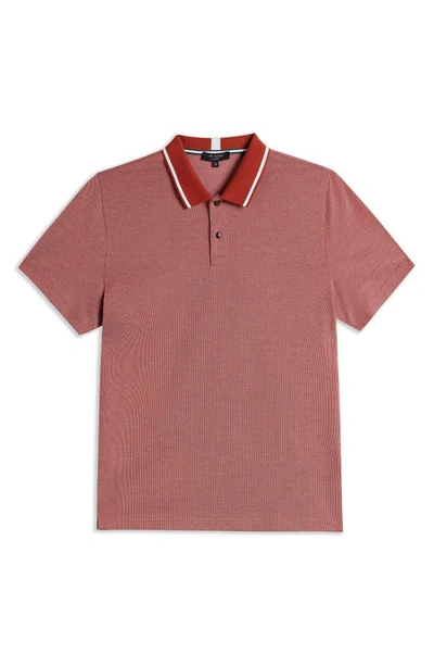 Shop Ted Baker Arts Mini Jacquard Cotton Polo Shirt In Dark Red
