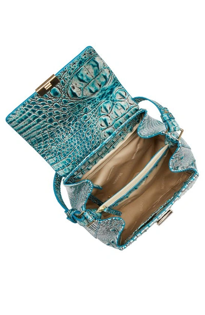 Shop Brahmin Margo Croc Embossed Leather Crossbody Bag In Mineral Blue