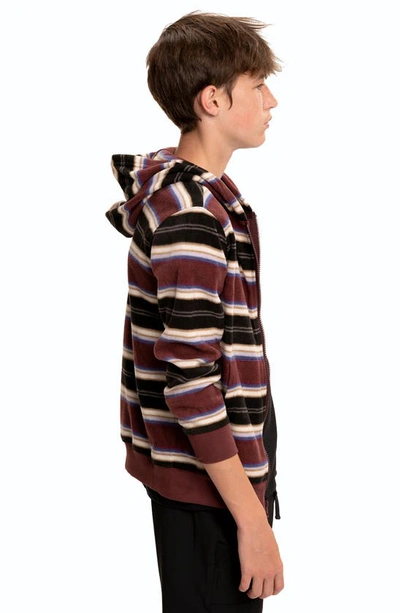 Threads 4 Thought Kids' Stripe Zip-up Hooded Fleece Jacket In Navy Multi
