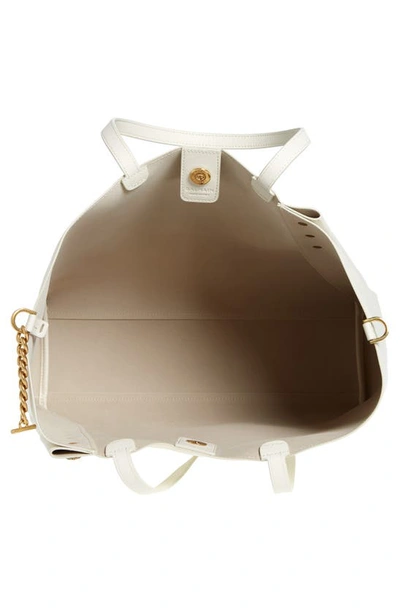 Balmain Embleme Large Leather Shopping Tote With Removable Pouch In 0da Cream
