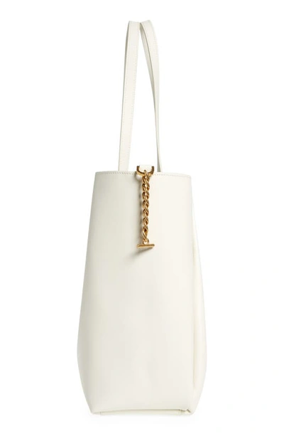 Shop Balmain Emblem Crest Button Calfskin Shopper In 0da Cream