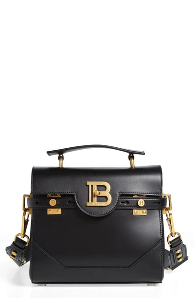 Balmain B-buzz 23 Monogram Leather Top Handle Bag In 0pa Black