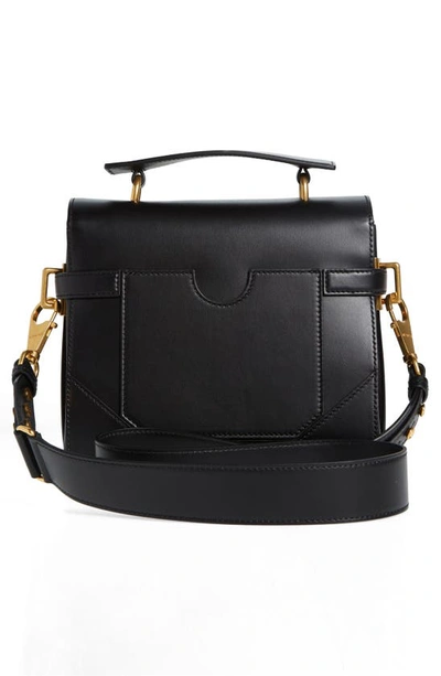 Shop Balmain B-buzz 23 Monogram Leather Top Handle Bag In 0pa Black
