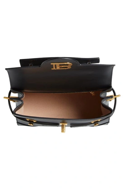 Shop Balmain B-buzz 23 Monogram Leather Top Handle Bag In 0pa Black