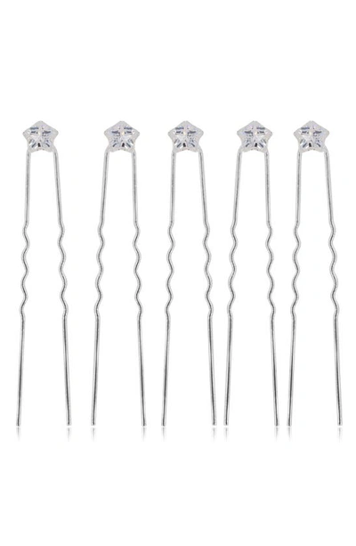 Brides And Hairpins Danai Set Of 5 Crystal Hair Pins In Silver