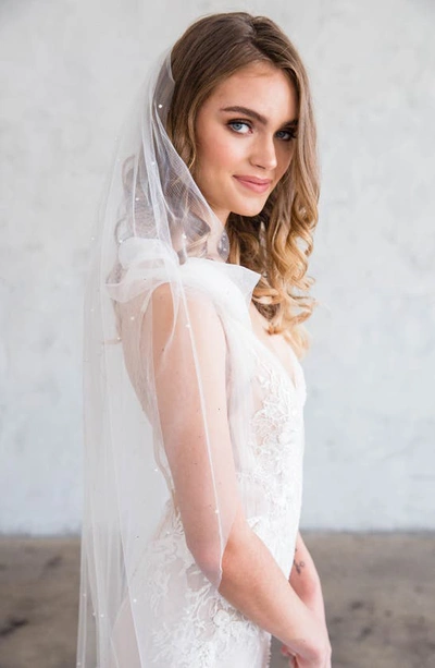 Shop Brides And Hairpins Aude Imitation Pearl Fingertip Veil In Light Ivory