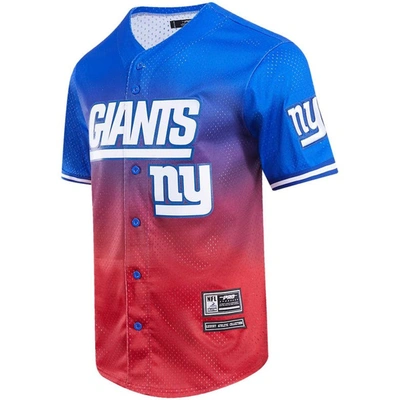Shop Pro Standard Royal/red New York Giants Ombre Mesh Button-up Shirt
