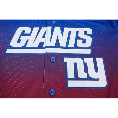 Shop Pro Standard Royal/red New York Giants Ombre Mesh Button-up Shirt