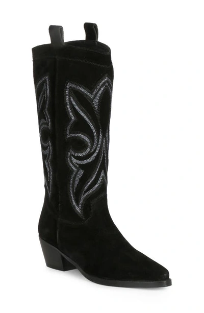 Shop Saint G Martina Pointed Toe Western Boot In Black