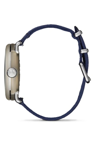 Shop Shinola Obp Detrola Fabric Strap Watch, 43mm In Silver/ Natural Tide