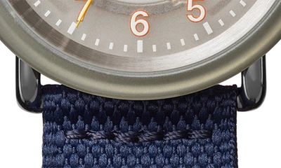 Shop Shinola Obp Detrola Fabric Strap Watch, 43mm In Silver/ Natural Tide