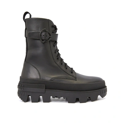 Shop Moncler Carinne Leather Boots In Black