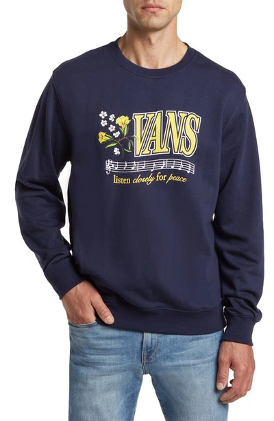 Shop Vans Noted Crewneck Sweatshirt In Dress Blues