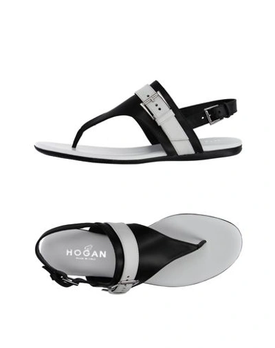 Shop Hogan Toe Strap Sandals In Black