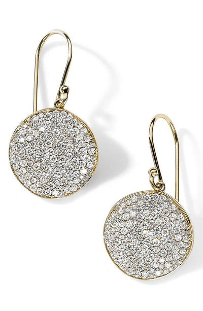 Shop Ippolita Stardust Medium Pavé Diamond Disc Drop Earrings In Green Gold