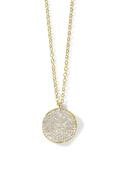 Shop Ippolita Stardust Medium Pavé Diamond Disc Pendant Necklace In Green Gold