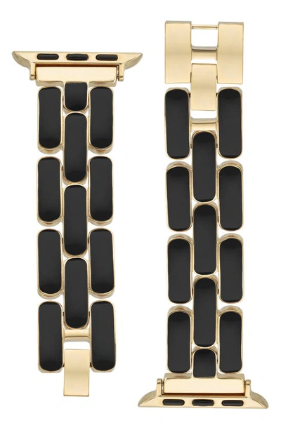 Shop Anne Klein 20mm Apple Watch® Watchband In Goldone/ Black