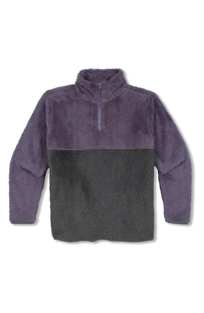 Shop Threads 4 Thought Kids' Pershing Colorblock Faux Fur Quarter Zip Pullover In Carbon