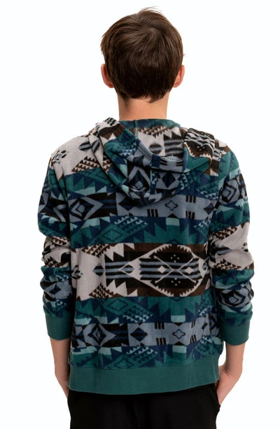 Threads 4 Thought Kids' Print Zip-up Hooded Fleece Jacket In Sea Dragon