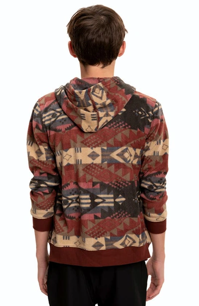 Threads 4 Thought Kids' Print Zip-up Hooded Fleece Jacket In Royal Burgundy