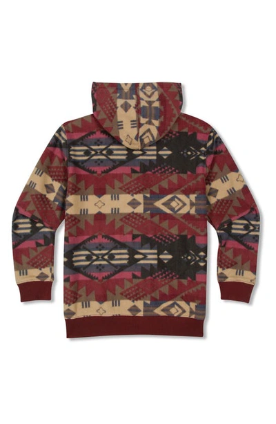Threads 4 Thought Kids' Print Zip-up Hooded Fleece Jacket In Royal Burgundy