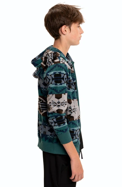 Threads 4 Thought Kids' Print Zip-up Hooded Fleece Jacket In Sea Dragon