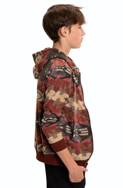 Threads 4 Thought Kids' Print Zip-up Hooded Fleece Jacket In Royal Burgundy