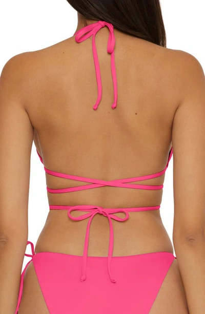 Shop Becca Color Code Wraparound Triangle Bikini Top In Hot Pink
