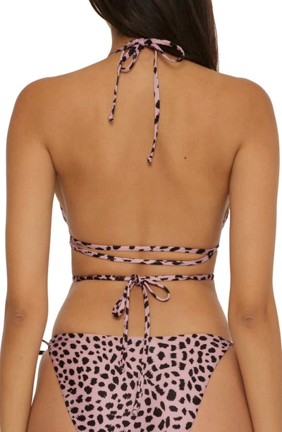 Becca Print Strappy Triangle Bikini Top In Safari