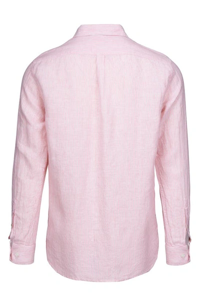 Shop Swims Amalfi Stripe Linen Popover Shirt In Blush Pink