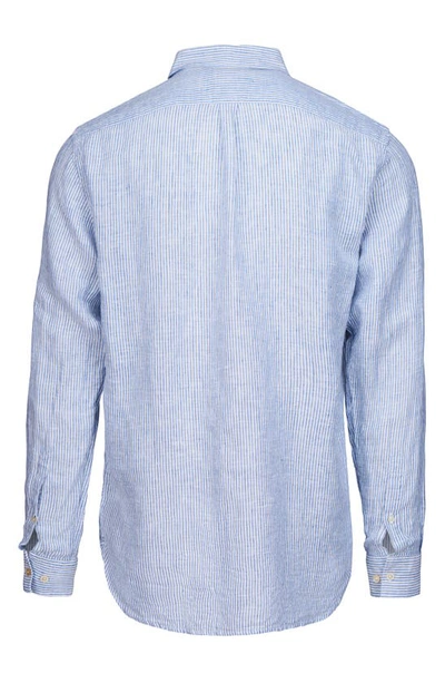 Shop Swims Amalfi Stripe Linen Popover Shirt In Ensign Blue
