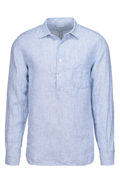 Shop Swims Amalfi Stripe Linen Popover Shirt In Ensign Blue
