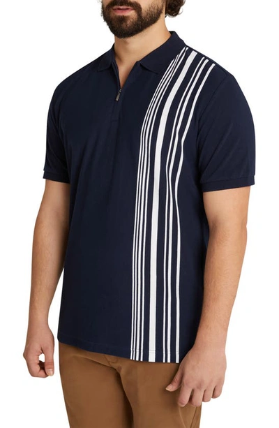 Shop Johnny Bigg Reagan Vertical Stripe Zip Polo In Navy