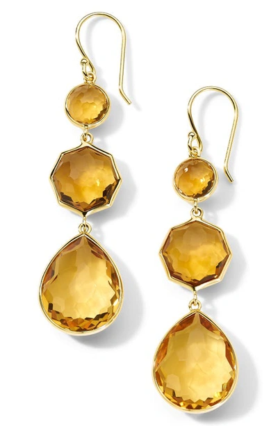 Shop Ippolita Rock Candy Crazy 8's Drop Earrings In Gold/ Orange Citrine