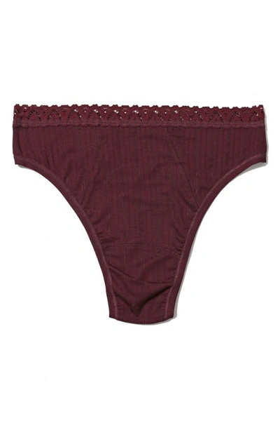 Hanky Panky Mellowluxe™ High Cut Thong In Dried Cherry