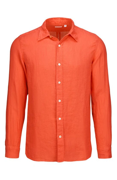 Shop Swims Amalfi Linen Button-up Shirt In  Orange