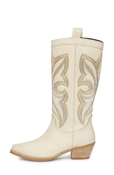 Saint G Martina Pointed Toe Western Boot In White