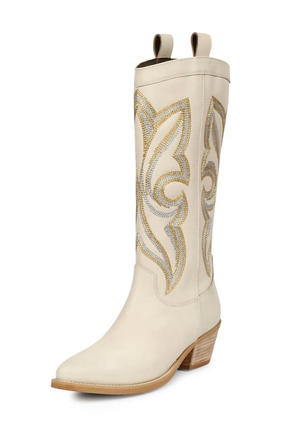 Saint G Martina Pointed Toe Western Boot In White