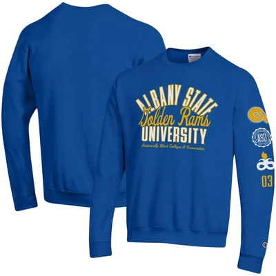 Shop Champion Blue Albany State Golden Rams 2-hit Powerblend Pullover Sweatshirt