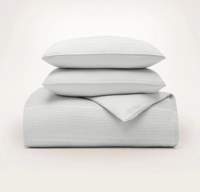 Shop Boll & Branch Organic Textured Duvets In Sky Dobby Stripe