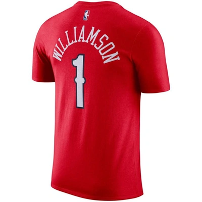 Shop Jordan Brand Red New Orleans Pelicans 2020/21 Zion Williamson Statement Name & Number T-shirt