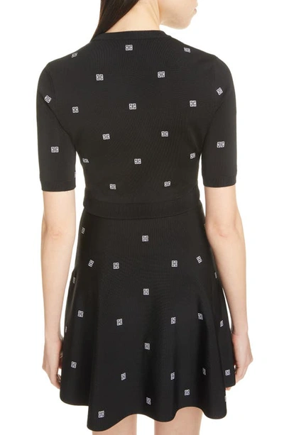 Shop Givenchy Logo Jacquard Short Sleeve Crop Sweater In Black