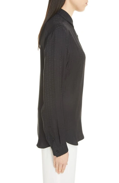 Shop Givenchy Regular Fit Logo Jacquard Button-down Silk Blouse In Black