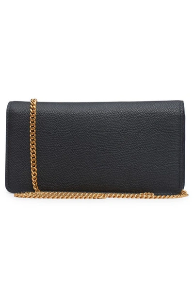 Shop Valentino Vlogo Signature Leather Wallet On A Chain In 0no Nero