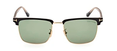 Shop Tom Ford Hudson Ft0997-h 01n Clubmaster Sunglasses In Green